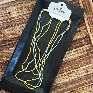 Yellow and Blue Beaded Necklace